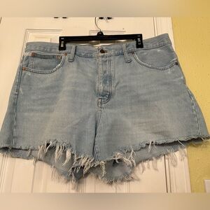 Madewell Light Blue Relaxed Fit Distressed Denim Jean Shorts